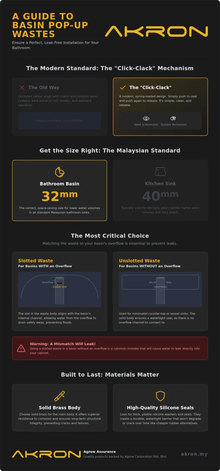 Guide to Choosing a Pop Up Waste for Basin in Malaysia